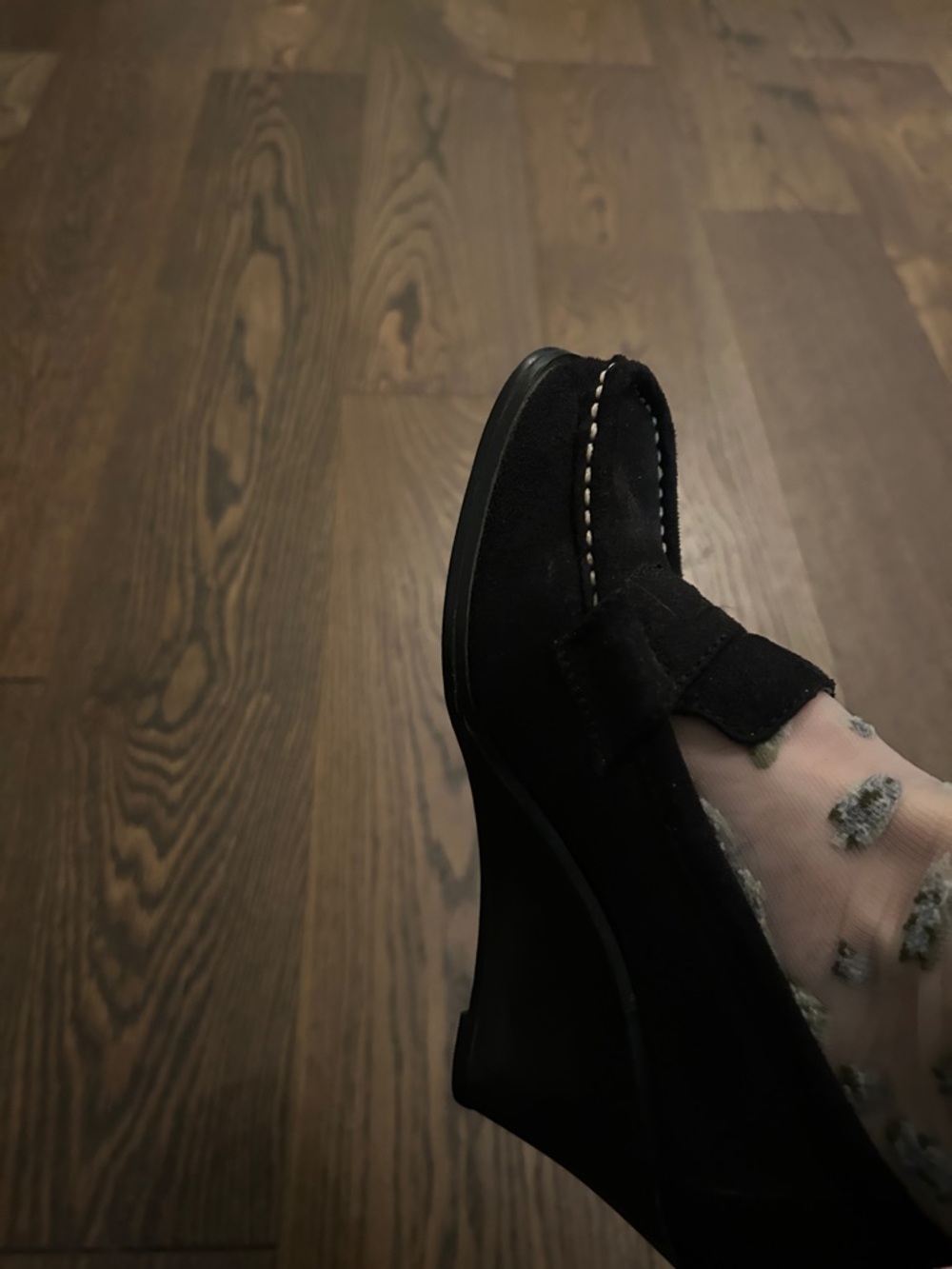 Black Suede Wedge Loafers - Women's Stylish Slip-On